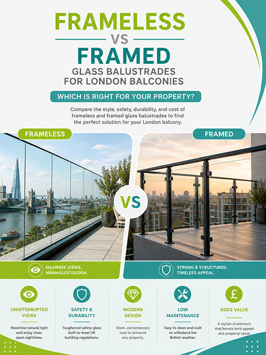 Frameless vs Framed Glass Balustrades for London Balconies: Which Is Right for Your Property?