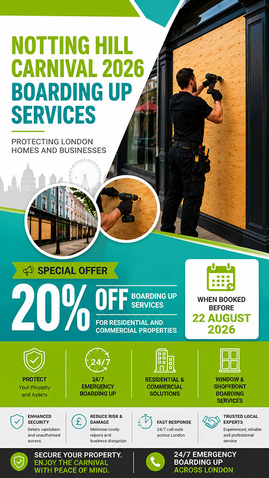 Notting Hill Carnival 2026 Boarding Up Services: Protecting London Homes and Businesses