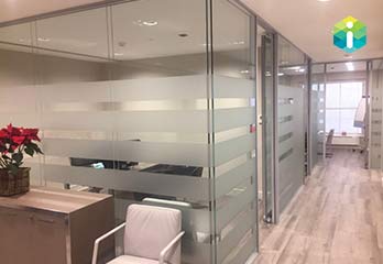 Glass Partioning with part frosted privacy for office in Crawley RH10