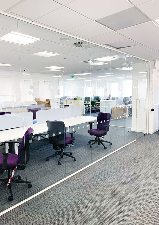 Frameless glass partition installers in & around Medway